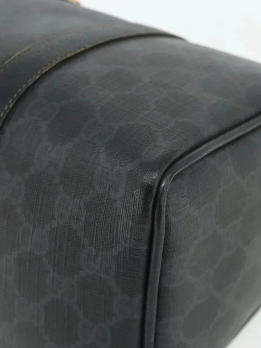 GUCCI GG Supreme Web Sherry Line Hand Bag PVC Black Gold 40 02 007 Auth